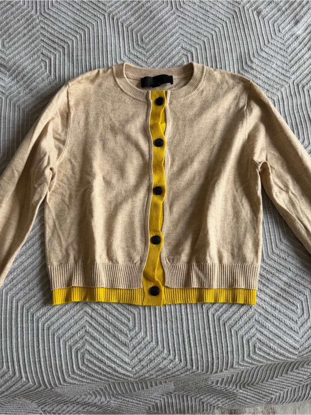 Zara Beige and Yellow Button-Front Women’s Sweater Cardigan